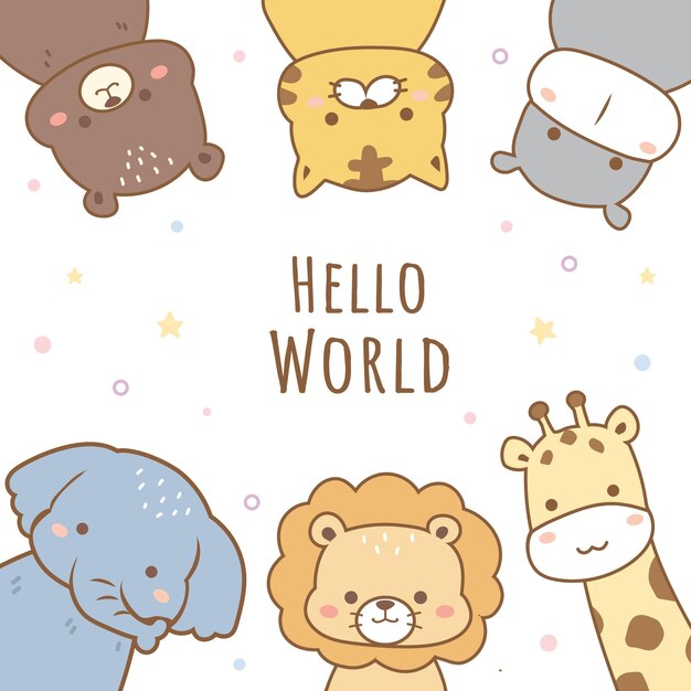 Premium Vector  Cute animals cartoon doodle baby animal banner background  wallpaper